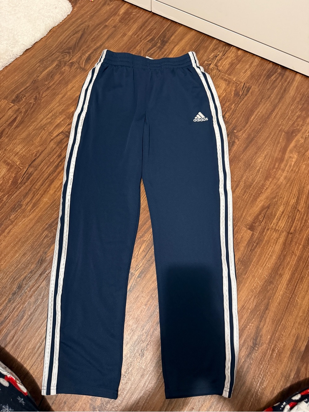 adidas Navy Blue Kids Track Pants with White Side Stripes